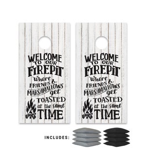 Welcome To The Fire Pit Bag Boards Set With Bags